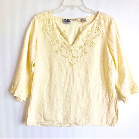 Edward Irish Linen Swirly Embroidered Blouse - Picture 1 of 11